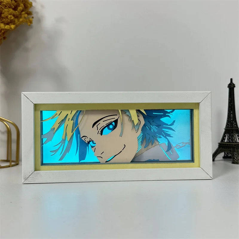 Anime BLUE LOCK world cup LED Paper carved lamp Anime Figure Isagi Yoichi Chigiri Hyoma 3D Night Light bedroom Decoration lamps