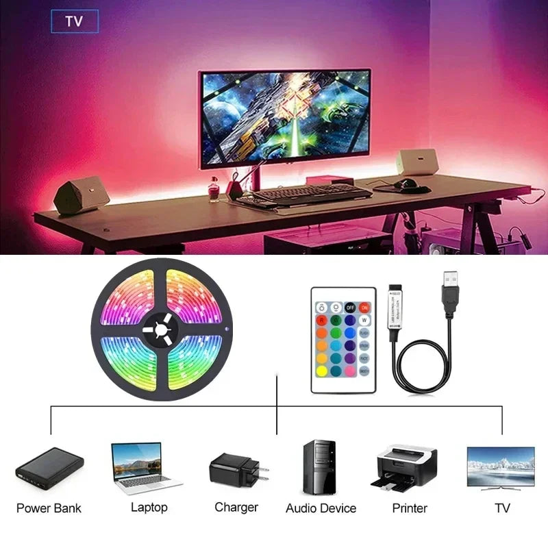 USB LED Strip Lights APP Control Color Changing 5050 RGB Led Light Flexible Lamp Tape for Room Decoration TV Backlight