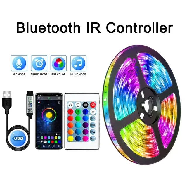 USB LED Strip Lights APP Control Color Changing 5050 RGB Led Light Flexible Lamp Tape for Room Decoration TV Backlight
