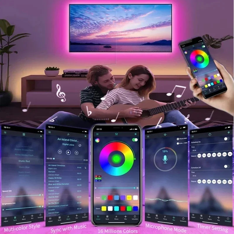 USB LED Strip Lights APP Control Color Changing 5050 RGB Led Light Flexible Lamp Tape for Room Decoration TV Backlight