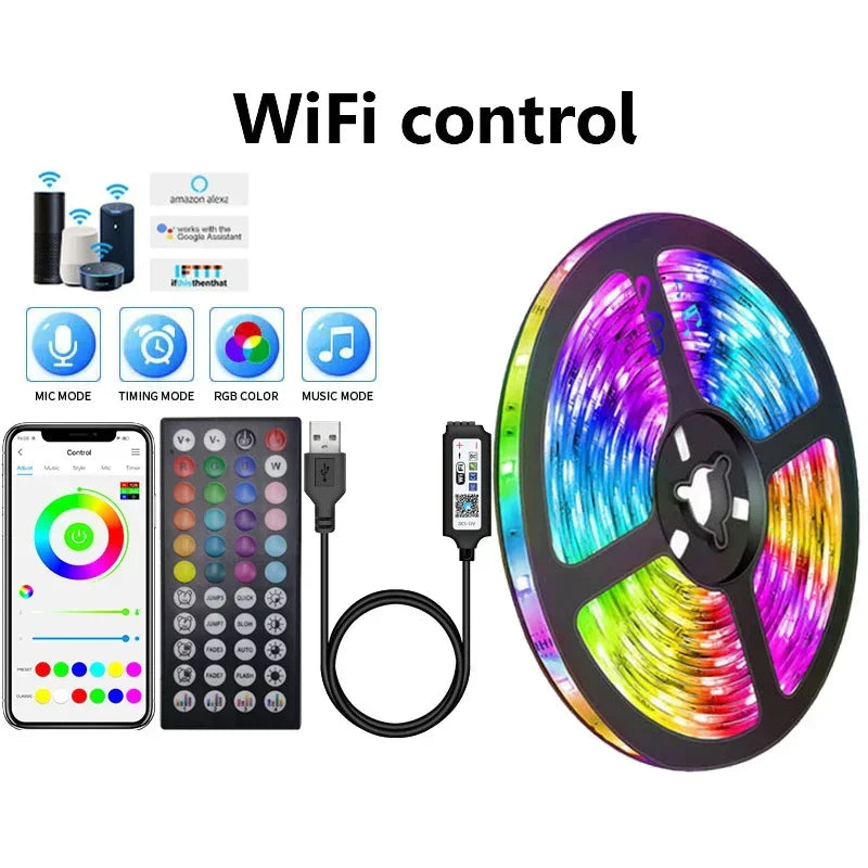 USB LED Strip Lights APP Control Color Changing 5050 RGB Led Light Flexible Lamp Tape for Room Decoration TV Backlight
